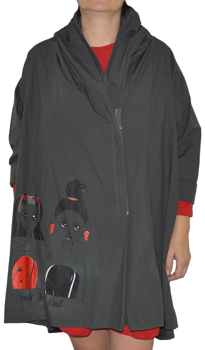 Płaszcz damski narzutka wiosenna bawełna grafitowy