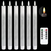 Świece - Eldnacele Świąteczne Świece Stożkowe LED Srebrny Gradient pilot 6 szt - miniaturka - grafika 1