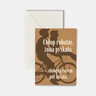 Kartki okolicznościowe i zaproszenia - Kartka na ślub oryginalna, chłop robotny, żona pyskata - miniaturka - grafika 1