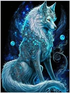 Diamentowa Mozaika Lis Magiczny Nocą 30x40 - Zabawki kreatywne - miniaturka - grafika 1