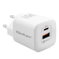 Ładowarki do telefonów - Qoltec Ładowarka sieciowa 35W GaN ULTRA | 2xUSB | Biała - miniaturka - grafika 1