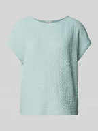 Koszulki i topy damskie - T-shirt w jednolitym kolorze z fakturowanym wzorem - miniaturka - grafika 1