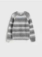 Bluzy dla chłopców - Reserved - Strukturalny sweter w paski - jasnoszary - miniaturka - grafika 1