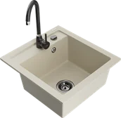 Zlewozmywaki z baterią - Mexen Vito zlewozmywak granitowy 1-komorowy z baterią kuchenną Telma, beżowy - 6503-69-670200-70 - miniaturka - grafika 1