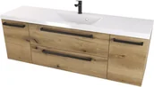 Szafki łazienkowe - Szafka Łazienkowa z Umywalką 140 cm D ATH DC MAT - Drewnodekor mat - Uchwyt Czarny Mat - miniaturka - grafika 1
