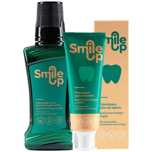 Zestaw SmileUp, wybielająca pasta do zębów, egzotyczne mango z miętą, 75 ml + odświeżający płyn do płukania jamy ustnej, egzotyczne mango z miętą, 250 ml - Płyny do płukania jamy ustnej - miniaturka - grafika 1