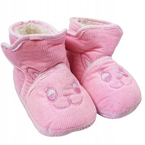 Buty Niechodki Ocieplane Buciki Niemowlęce Bambosze 12-18 M Różowe