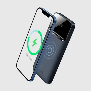 Baseus power bank 10000 mAh 20 W (Power Delivery / Quick Charge) magnetyczna bezprzewodowa ładowarka Qi 10 W (kompatybilna z MagSafe do iPhone) niebieski (PPMT-03) - Ładowarki do telefonów - miniaturka - grafika 12