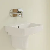 Umywalki - Villeroy & Boch O.novo Umywalka wisząca mała 45x37 cm bez otworu na baterię z przelewem z powłoką CeramicPlus weiss alpin 434447R1 - miniaturka - grafika 1