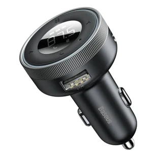 Baseus Enjoy transmiter FM ładowarka samochodowa LED 2x USB / 3,5mm jack bezprzewodowy odtwarzacz MP3 Bluetooth 5.0 3.4A czarny (CCLH-01) - Ładowarki samochodowe - miniaturka - grafika 1