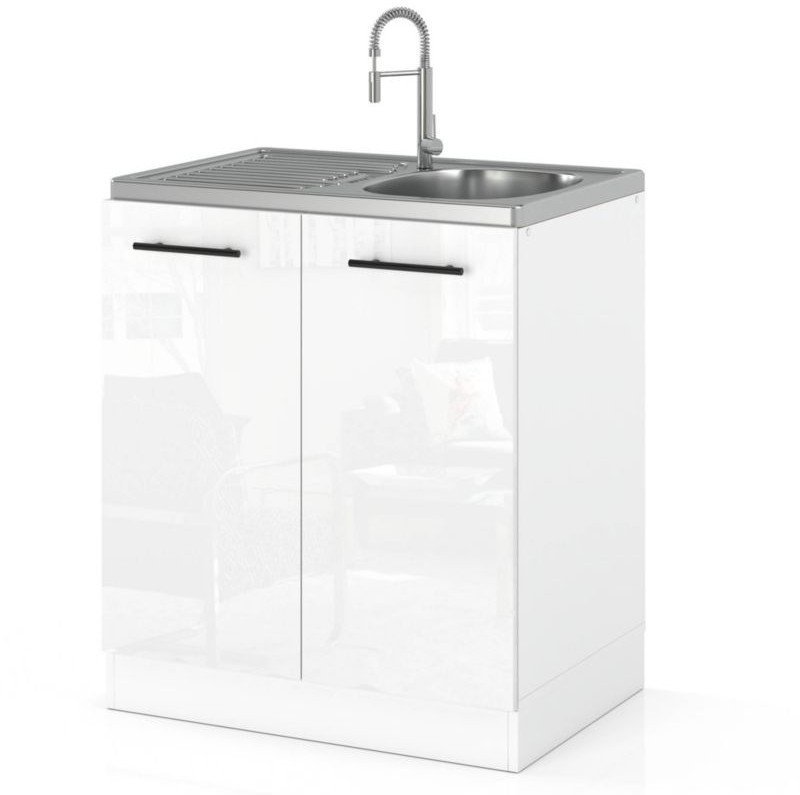 szafka kuchenna pod zlew stojąca na nóżkach 60cm spremium biały połysk