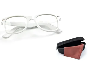 Klasyczne białe okulary zerówki nerdy NR-31 - Okulary korekcyjne, oprawki, szkła - miniaturka - grafika 1