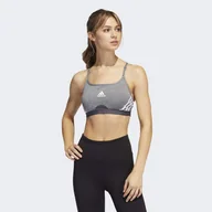 Bielizna sportowa damska - Stanik fitness cardio Adidas Aeroreact Training Light-Support 3-Stripes Bra - miniaturka - grafika 1