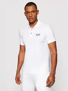 Koszulki męskie - Emporio Armani EA7 Polo 8NPF04 PJM5Z 1100 Biały Regular Fit - grafika 1