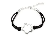 Bransoletki - Bransoletka Czarna Srebrny Kwiatek - miniaturka - grafika 1