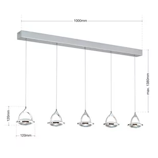 Żyrandol belka LED Moon, 5-pkt., chrom - Lampy sufitowe - miniaturka - grafika 4