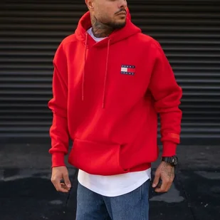 Bluza Męska Tommy Hilfiger Jeans TH Czerwona z Kapturem Ciepła Prezent L - Bluzy męskie Bluza Męska Tommy Hilfiger Jeans TH Czerwona z Kapturem Ciepła Prezent L - Bluzy męskie - miniaturka - grafika 1