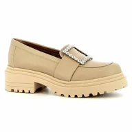 Mokasyny damskie - Beżowe mokasyny damskie CARINII - Carinii - miniaturka - grafika 1