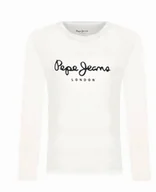 Bluzki damskie - Pepe Jeans Biała Bluzka Z Długim Rękawem Z Logo 152 Ktb - miniaturka - grafika 1
