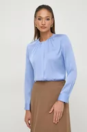 Koszule damskie - BOSS koszula jedwabna kolor niebieski regular - Boss - miniaturka - grafika 1