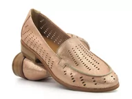 Mokasyny damskie - Ażurowe loafersy, półbuty damskie - Potocki 23-12075, różowy - miniaturka - grafika 1