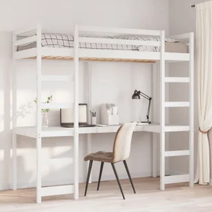 vidaXL vidaXL Łóżko na antresoli, bez materaca, białe, 80x200 cm, sosnowe - Łóżka dla dzieci i młodzieży - miniaturka - grafika 1