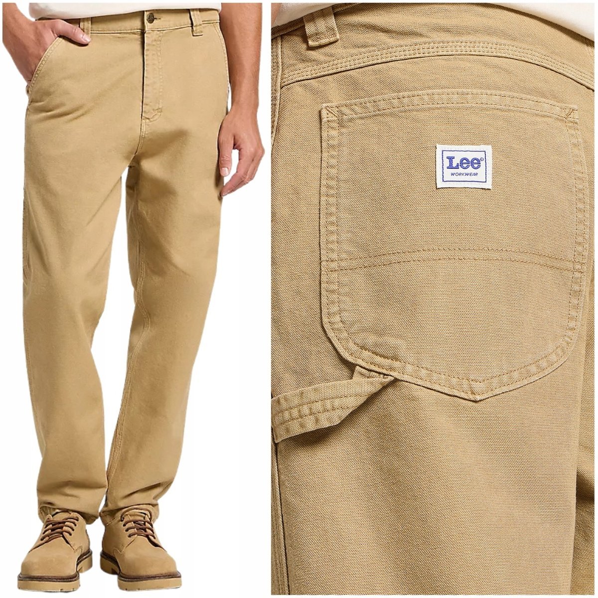 Lee CARPENTER Oscar Khaki WORKWEAR luźne spodnie bawełniane męskie W31 L34