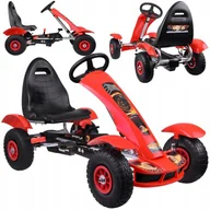 Jeździki dla dzieci - Czerwony sportowy GOKART na pedały dla dzieci do 50kg Pompowane koła SP0209 - miniaturka - grafika 1