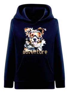 Chłopięca bluza z kapturem nadruk psa w goglach granatowa Tup Tup - Bluzy dla chłopców - miniaturka - grafika 1