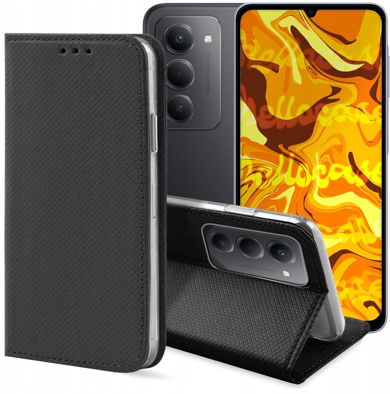 Etui z Klapką Do Xiaomi Redmi 15 4G / 5G Czarne, Zamykane, Magnetyczne