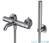 Baterie umywalkowe - Omnires Y Bateria wannowa z zestawem prysznicowym nikiel Y1231NI | - miniaturka - grafika 1