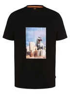 Koszulki męskie - BOSS Orange - T-shirt męski  TeFragile, czarny - miniaturka - grafika 1