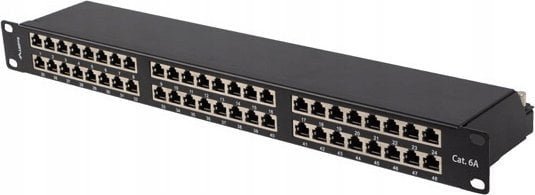 Lanberg LANBERG Patch Panel 48 Port 1U 19inch Kat 6A FTP Ekranowany Czarny