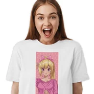 Koszulki i topy damskie - T-Shirt Koszulka Damska Bawełniana Biała S Kolorowe Manga Anime Wzory - miniaturka - grafika 1