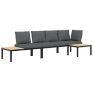 Sofy ogrodowe - vidaXL 3-częściowa sofa ogrodowa z poduszkami czarna aluminium - miniaturka - grafika 1