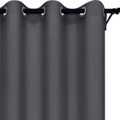 Zasłony - Voppi Zasłona gotowa na przelotki kółka 140 x 230 cm szara gładka półzaciemniająca elegancka zasłona do domu - miniaturka - grafika 1