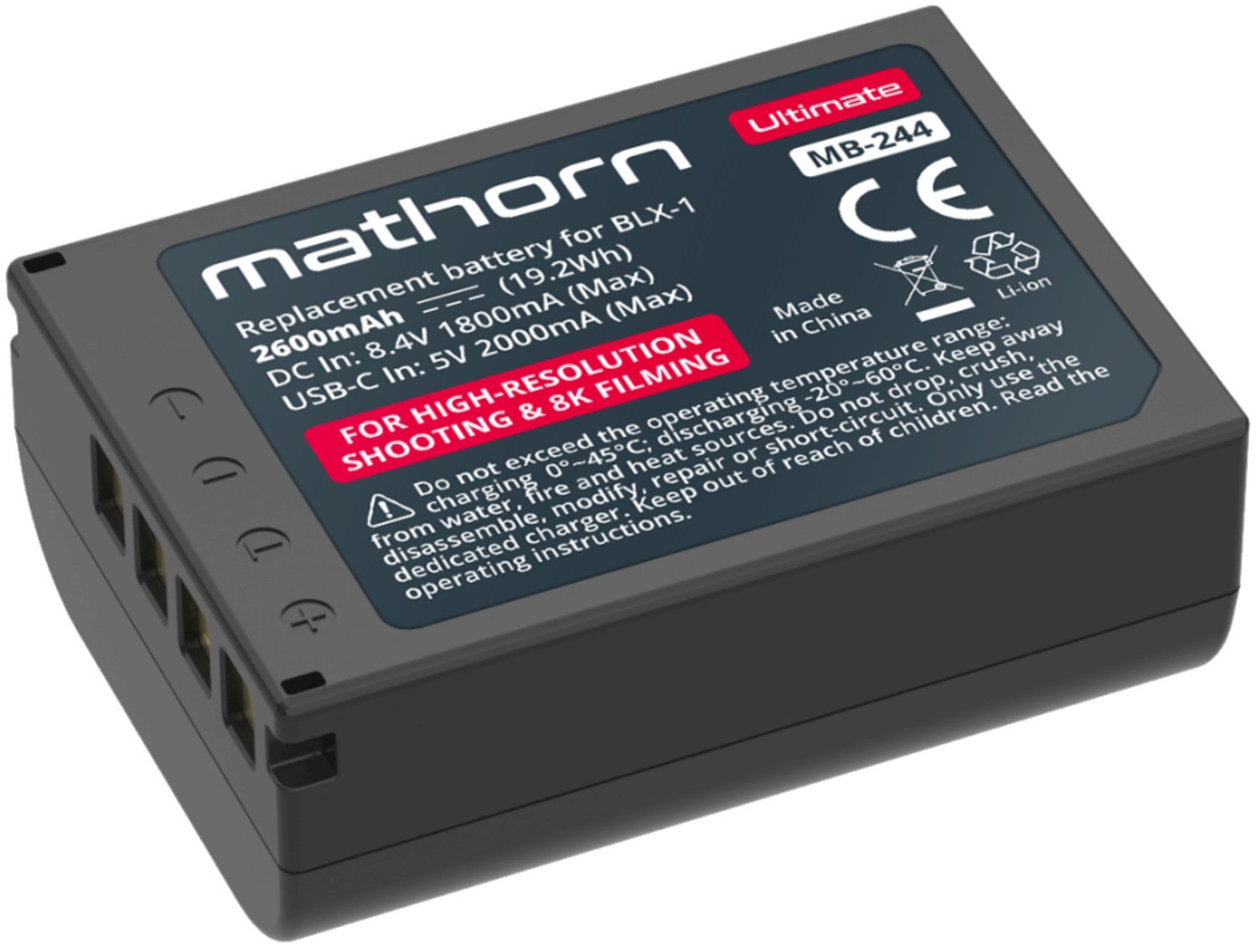 Akumulator Mathorn Bateria MB-244 Ultimate 2600mAh USB-C zamiennik BLX-1