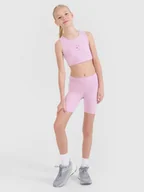Spodnie i spodenki dla dziewczynek - 4F Legginsy kolarki sportowe dziewczęce - różowe 122/128 (6-8 lat) - miniaturka - grafika 1