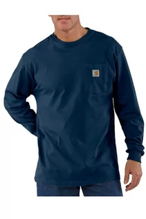 Koszulki sportowe męskie - Koszulka męska z długim rękawem Carhartt Pocket T-Shirt L/S NVY granatowy - grafika 1