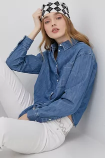 Koszule damskie - Tommy Jeans koszula jeansowa damska relaxed z kołnierzykiem klasycznym - grafika 1
