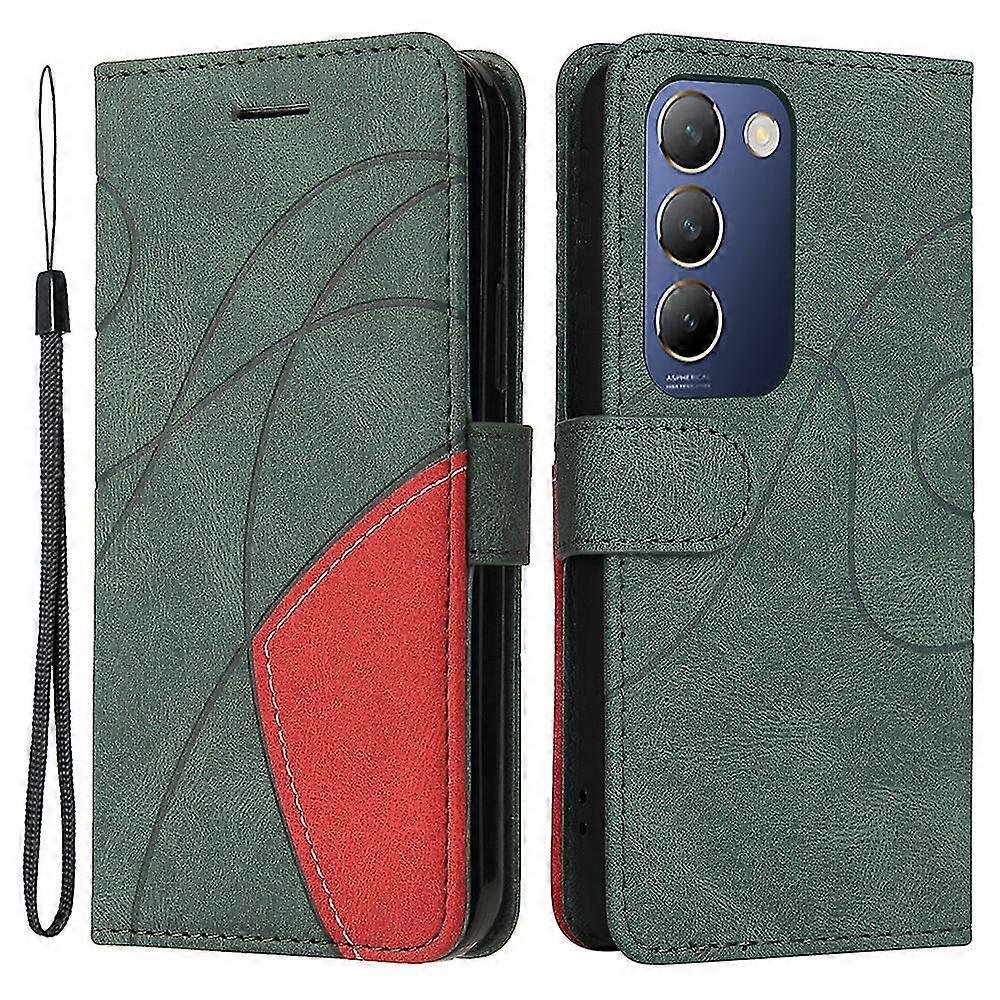 Skórzany futerał Do vivo V40 SE 5G / Y200e 5G Case Portfel Kolor łączenia pokrowca na telefon Zielony