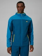 Bluzy męskie - 4F Bluza trekkingowa regular z kapturem męska - niebieska XXL - miniaturka - grafika 1