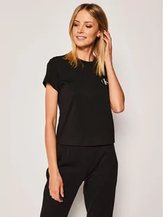 Piżamy damskie - Calvin Klein Underwear Koszulka piżamowa 000QS6356E Czarny Regular Fit - grafika 1