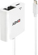 Adaptery i przejściówki - Adapter USB Lindy 43284 USB-C - RJ45 + USB-C Biały 43284 - miniaturka - grafika 1