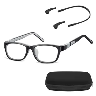 Elastyczne dziecięce oprawki okularowe zerówki prostokątne + gumka Sunoptic K5C czarne - Okulary korekcyjne, oprawki, szkła - miniaturka - grafika 1