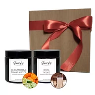 Świece - Zestaw prezentowy  świec sojowych 2 x 120 ml BERGAMOTKA POMARAŃCZA, ROSE WINE - miniaturka - grafika 1