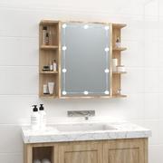 Toaletki - Lumarko Szafka z lustrem i oświetleniem LED, dąb sonoma, 70x16,5x60 cm - miniaturka - grafika 1