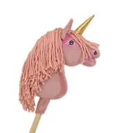Zabawki i gry sportowe - Hobby Horse Jednorożec na kiju mały brudny róż z różową grzywą i złotym rogiem - miniaturka - grafika 1