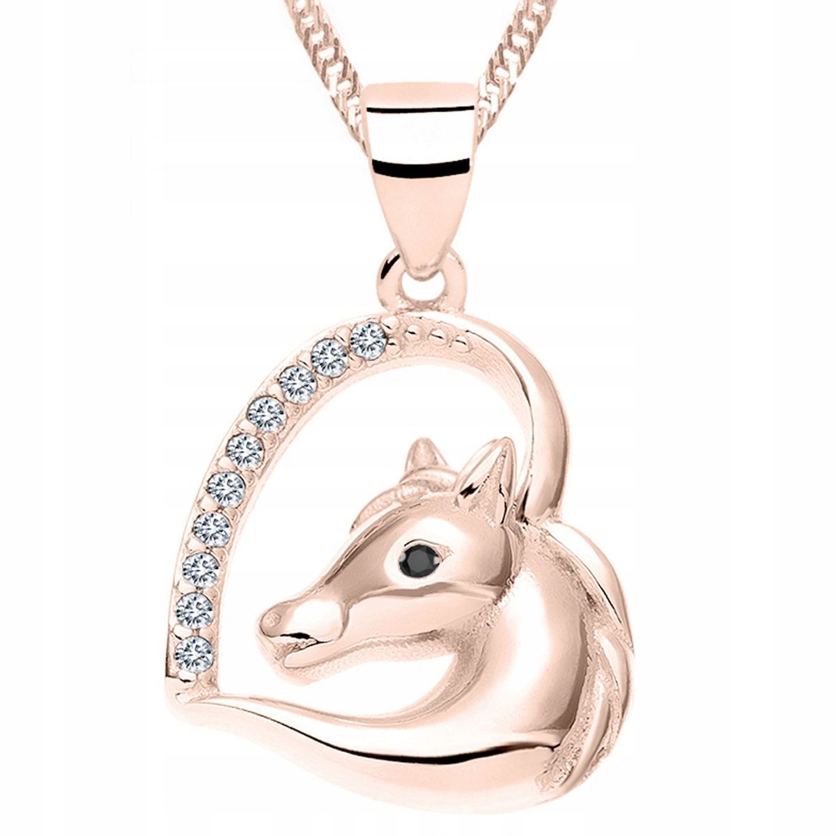 Naszyjnik Pozłacany Serce z Konikiem Zwierzęciem Koniem Sercem SREBRO 925