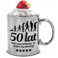 Kubki - KUBEK SREBRNY PREZENT NA 50 URODZINY TEN CZAS SPRAWIŁ ŻE JESTEŚ IDEALNY WZ - miniaturka - grafika 1